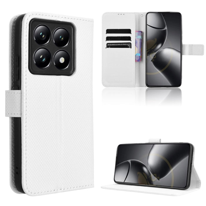 Funda de cuero para teléfono con textura de diamante, For Xiaomi 17 Ultra, For Xiaomi Poco M7 4G 171mm, For Xiaomi Civi 5 Pro 5G, For Xiaomi Poco C71 / Redmi A5 4G 171.7mm, For Xiaomi Poco F7 Pro 5G / F7 Ultra, For Xiaomi 15 Ultra                      ...