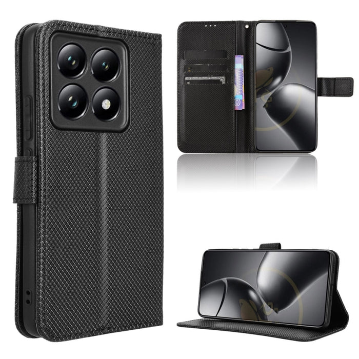 Funda de cuero para teléfono con textura de diamante, For Xiaomi 17 Ultra, For Xiaomi Poco M7 4G 171mm, For Xiaomi Civi 5 Pro 5G, For Xiaomi Poco C71 / Redmi A5 4G 171.7mm, For Xiaomi Poco F7 Pro 5G / F7 Ultra, For Xiaomi 15 Ultra                      ...