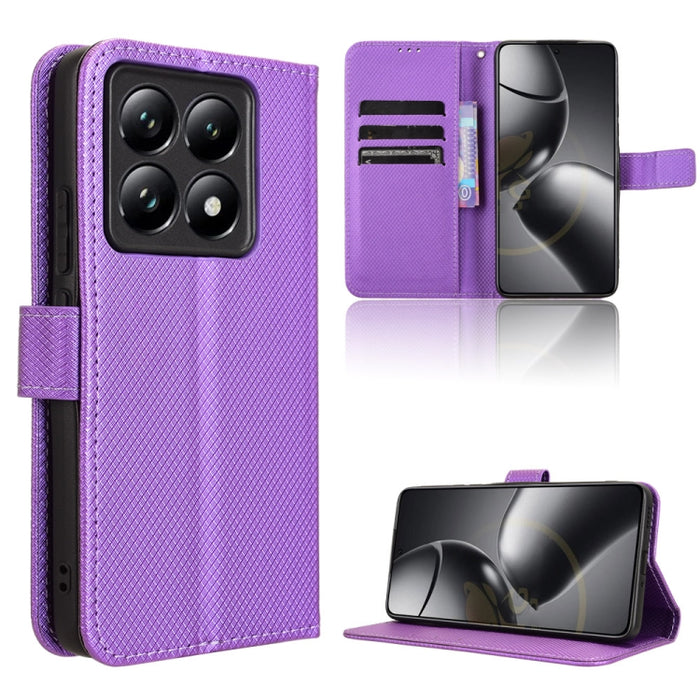 Funda de cuero para teléfono con textura de diamante, For Xiaomi 17 Ultra, For Xiaomi Poco M7 4G 171mm, For Xiaomi Civi 5 Pro 5G, For Xiaomi Poco C71 / Redmi A5 4G 171.7mm, For Xiaomi Poco F7 Pro 5G / F7 Ultra, For Xiaomi 15 Ultra                      ...