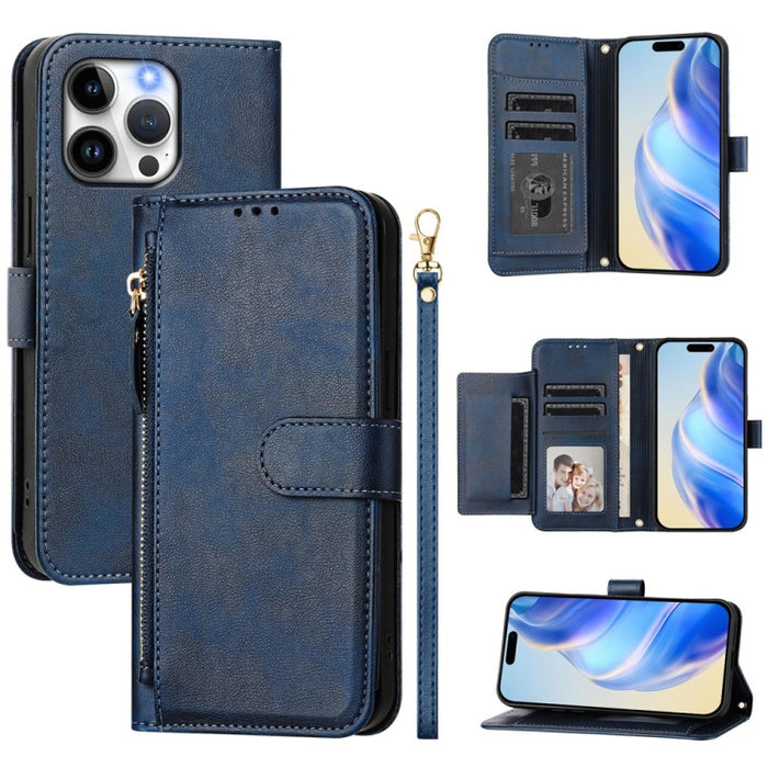 Estuche de cuero para teléfono con cremallera y ranuras para varias tarjetas, For iPhone 14 Pro Max, For iPhone SE 2022 / 2020 / 8 / 7, For iPhone 13 Pro Max, For iPhone 13 Pro, For iPhone 13 mini, For iPhone 12 / 12 Pro, For iPhone 12 Pro Max         ...