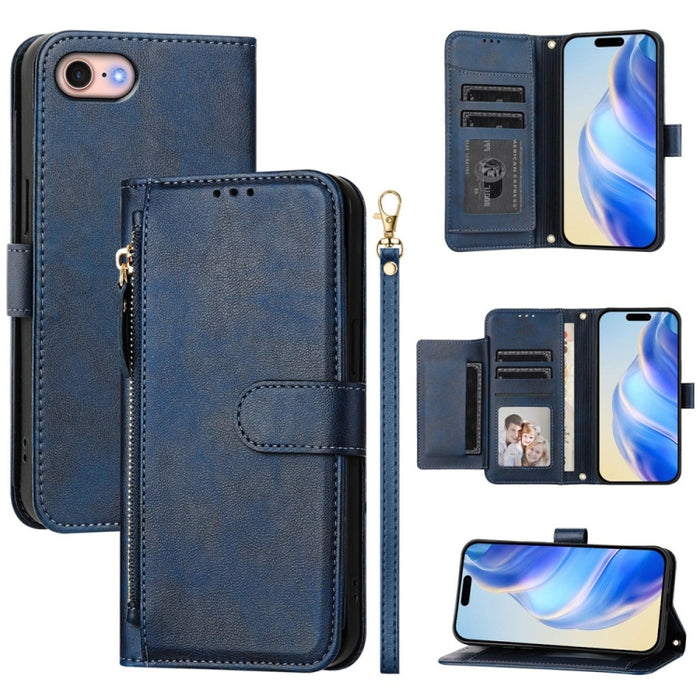 Estuche de cuero para teléfono con cremallera y ranuras para varias tarjetas, For iPhone 14 Pro Max, For iPhone SE 2022 / 2020 / 8 / 7, For iPhone 13 Pro Max, For iPhone 13 Pro, For iPhone 13 mini, For iPhone 12 / 12 Pro, For iPhone 12 Pro Max         ...