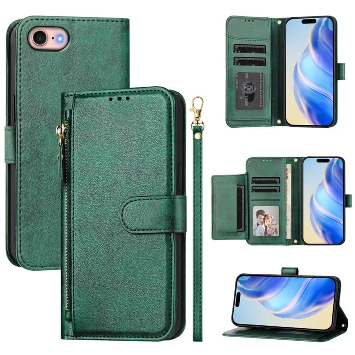 Estuche de cuero para teléfono con cremallera y ranuras para varias tarjetas, For iPhone 14 Pro Max, For iPhone SE 2022 / 2020 / 8 / 7, For iPhone 13 Pro Max, For iPhone 13 Pro, For iPhone 13 mini, For iPhone 12 / 12 Pro, For iPhone 12 Pro Max         ...