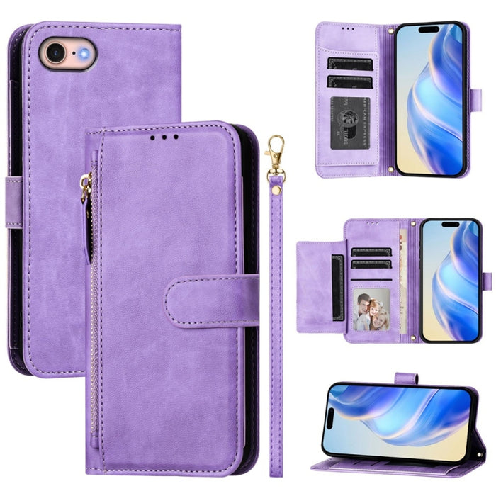 Estuche de cuero para teléfono con cremallera y ranuras para varias tarjetas, For iPhone 14 Pro Max, For iPhone SE 2022 / 2020 / 8 / 7, For iPhone 13 Pro Max, For iPhone 13 Pro, For iPhone 13 mini, For iPhone 12 / 12 Pro, For iPhone 12 Pro Max         ...