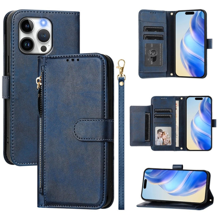 Estuche de cuero para teléfono con cremallera y ranuras para varias tarjetas, For iPhone 14 Pro Max, For iPhone SE 2022 / 2020 / 8 / 7, For iPhone 13 Pro Max, For iPhone 13 Pro, For iPhone 13 mini, For iPhone 12 / 12 Pro, For iPhone 12 Pro Max         ...