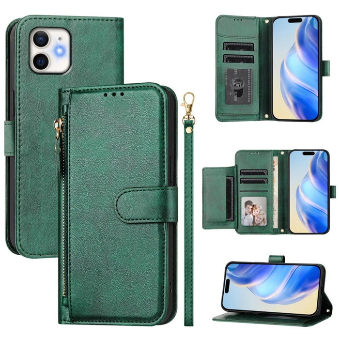 Estuche de cuero para teléfono con cremallera y ranuras para varias tarjetas, For iPhone 14 Pro Max, For iPhone SE 2022 / 2020 / 8 / 7, For iPhone 13 Pro Max, For iPhone 13 Pro, For iPhone 13 mini, For iPhone 12 / 12 Pro, For iPhone 12 Pro Max         ...