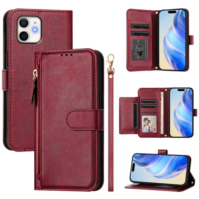 Estuche de cuero para teléfono con cremallera y ranuras para varias tarjetas, For iPhone 14 Pro Max, For iPhone SE 2022 / 2020 / 8 / 7, For iPhone 13 Pro Max, For iPhone 13 Pro, For iPhone 13 mini, For iPhone 12 / 12 Pro, For iPhone 12 Pro Max         ...