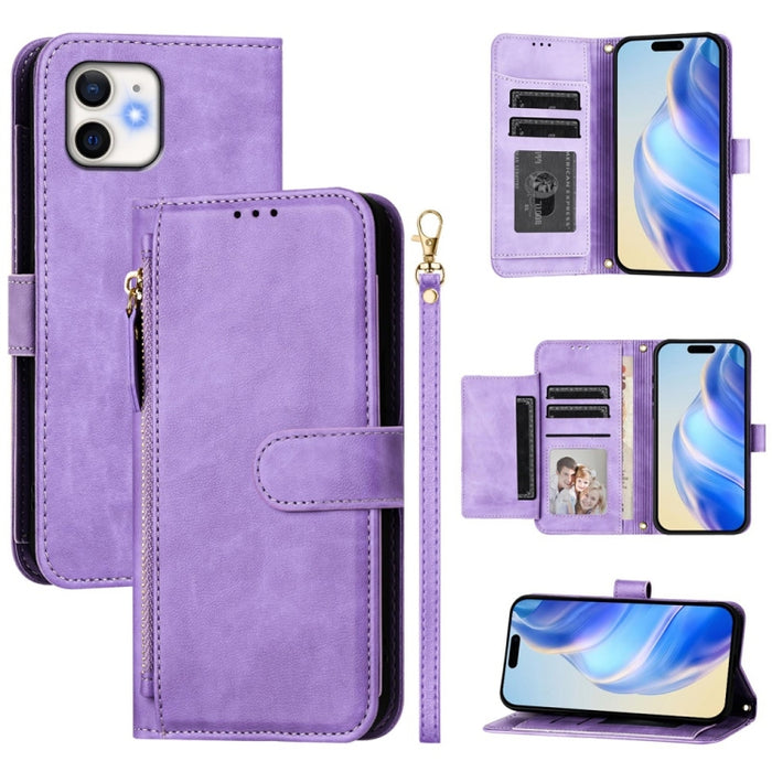 Estuche de cuero para teléfono con cremallera y ranuras para varias tarjetas, For iPhone 14 Pro Max, For iPhone SE 2022 / 2020 / 8 / 7, For iPhone 13 Pro Max, For iPhone 13 Pro, For iPhone 13 mini, For iPhone 12 / 12 Pro, For iPhone 12 Pro Max         ...