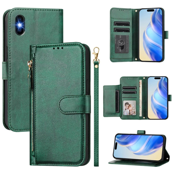 Estuche de cuero para teléfono con cremallera y ranuras para varias tarjetas, For iPhone 14 Pro Max, For iPhone SE 2022 / 2020 / 8 / 7, For iPhone 13 Pro Max, For iPhone 13 Pro, For iPhone 13 mini, For iPhone 12 / 12 Pro, For iPhone 12 Pro Max         ...