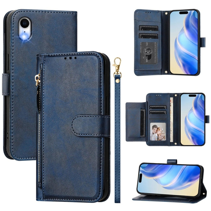 Estuche de cuero para teléfono con cremallera y ranuras para varias tarjetas, For iPhone 14 Pro Max, For iPhone SE 2022 / 2020 / 8 / 7, For iPhone 13 Pro Max, For iPhone 13 Pro, For iPhone 13 mini, For iPhone 12 / 12 Pro, For iPhone 12 Pro Max         ...
