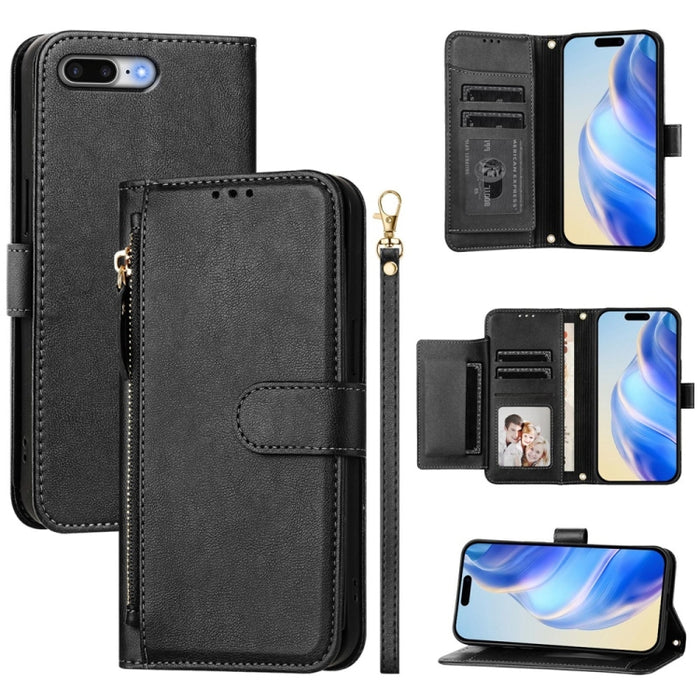 Estuche de cuero para teléfono con cremallera y ranuras para varias tarjetas, For iPhone 14 Pro Max, For iPhone SE 2022 / 2020 / 8 / 7, For iPhone 13 Pro Max, For iPhone 13 Pro, For iPhone 13 mini, For iPhone 12 / 12 Pro, For iPhone 12 Pro Max         ...