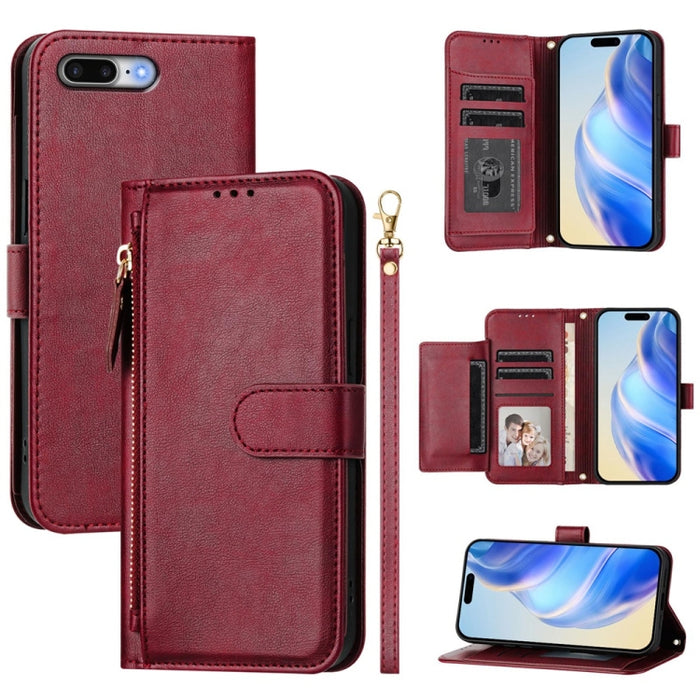 Estuche de cuero para teléfono con cremallera y ranuras para varias tarjetas, For iPhone 14 Pro Max, For iPhone SE 2022 / 2020 / 8 / 7, For iPhone 13 Pro Max, For iPhone 13 Pro, For iPhone 13 mini, For iPhone 12 / 12 Pro, For iPhone 12 Pro Max         ...