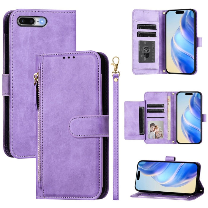 Estuche de cuero para teléfono con cremallera y ranuras para varias tarjetas, For iPhone 14 Pro Max, For iPhone SE 2022 / 2020 / 8 / 7, For iPhone 13 Pro Max, For iPhone 13 Pro, For iPhone 13 mini, For iPhone 12 / 12 Pro, For iPhone 12 Pro Max         ...