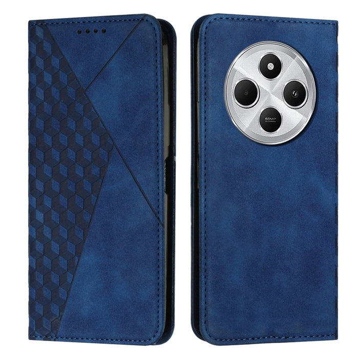 Funda de cuero magnética para teléfono con tacto de piel y empalme de diamantes, For Redmi Note 14 4G 163.25mm, For Redmi Note 14 5G Global, For Redmi 14C 4G