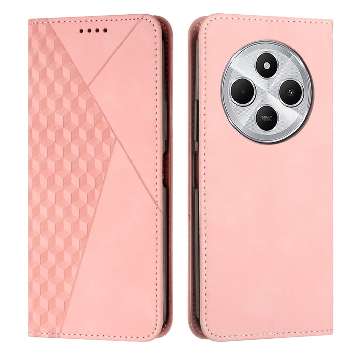 Funda de cuero magnética para teléfono con tacto de piel y empalme de diamantes, For Redmi Note 14 4G 163.25mm, For Redmi Note 14 5G Global, For Redmi 14C 4G