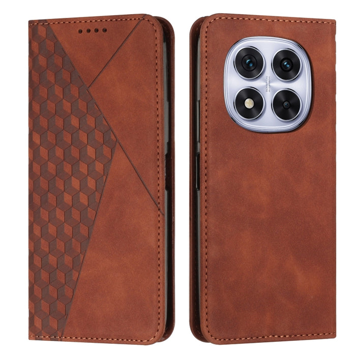 Funda de cuero magnética para teléfono con tacto de piel y empalme de diamantes, For Redmi Note 14 4G 163.25mm, For Redmi Note 14 5G Global, For Redmi 14C 4G