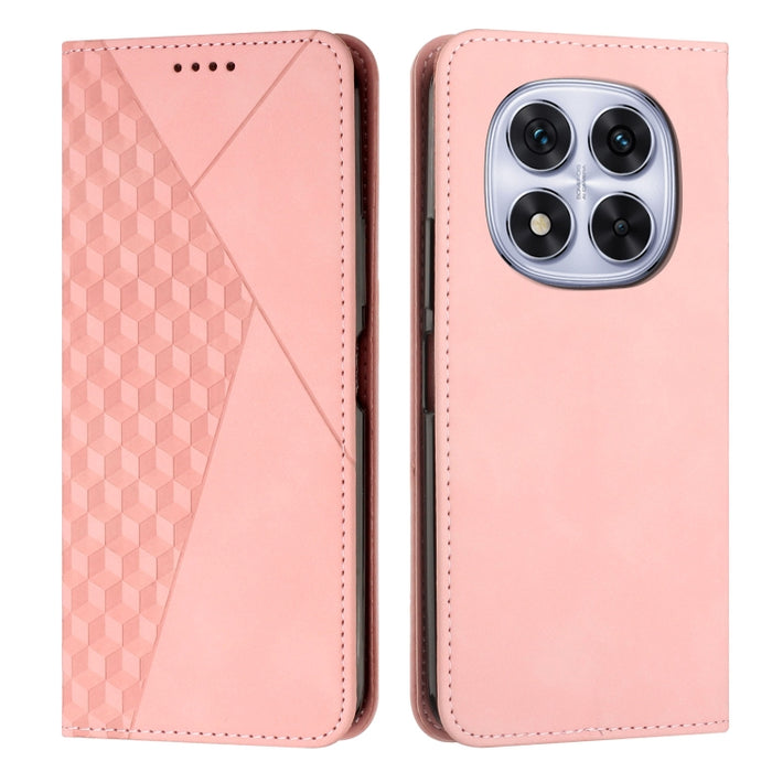 Funda de cuero magnética para teléfono con tacto de piel y empalme de diamantes, For Redmi Note 14 4G 163.25mm, For Redmi Note 14 5G Global, For Redmi 14C 4G
