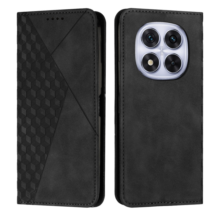 Funda de cuero magnética para teléfono con tacto de piel y empalme de diamantes, For Redmi Note 14 4G 163.25mm, For Redmi Note 14 5G Global, For Redmi 14C 4G