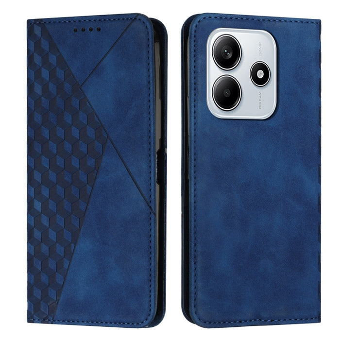 Funda de cuero magnética para teléfono con tacto de piel y empalme de diamantes, For Redmi Note 14 4G 163.25mm, For Redmi Note 14 5G Global, For Redmi 14C 4G