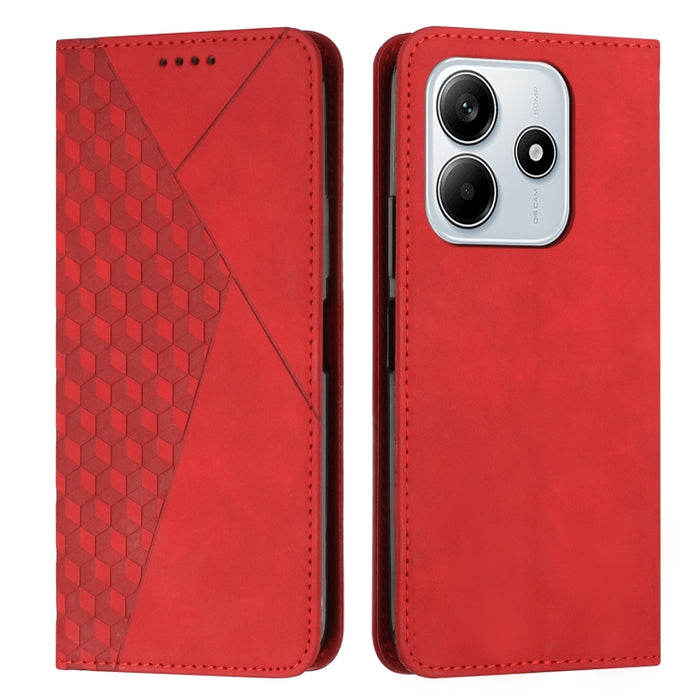Funda de cuero magnética para teléfono con tacto de piel y empalme de diamantes, For Redmi Note 14 4G 163.25mm, For Redmi Note 14 5G Global, For Redmi 14C 4G