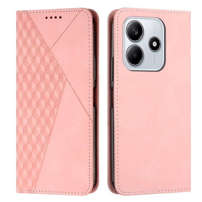 Funda de cuero magnética para teléfono con tacto de piel y empalme de diamantes, For Redmi Note 14 4G 163.25mm, For Redmi Note 14 5G Global, For Redmi 14C 4G