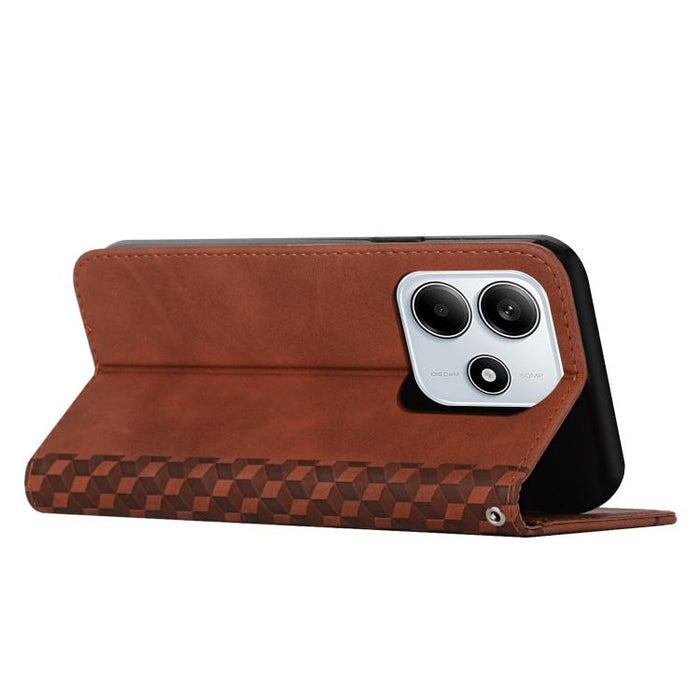 Funda de cuero magnética para teléfono con tacto de piel y empalme de diamantes, For Redmi Note 14 4G 163.25mm, For Redmi Note 14 5G Global, For Redmi 14C 4G