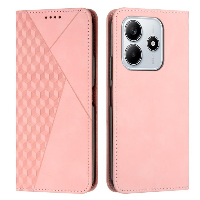 Funda de cuero magnética para teléfono con tacto de piel y empalme de diamantes, For Redmi Note 14 4G 163.25mm, For Redmi Note 14 5G Global, For Redmi 14C 4G