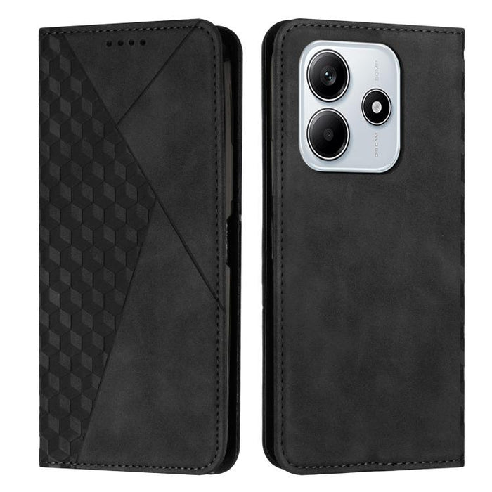 Funda de cuero magnética para teléfono con tacto de piel y empalme de diamantes, For Redmi Note 14 4G 163.25mm, For Redmi Note 14 5G Global, For Redmi 14C 4G