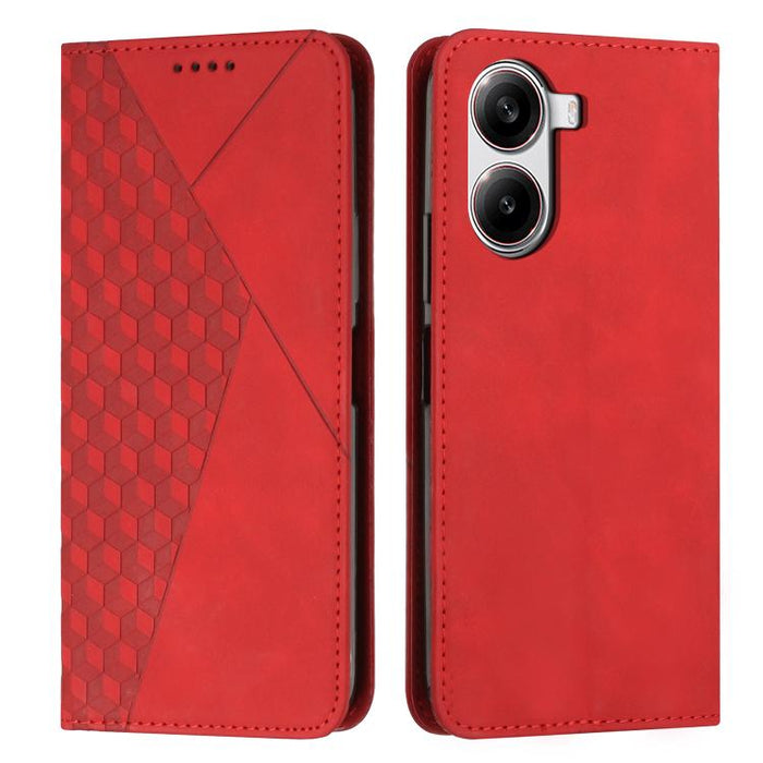 Funda de cuero magnética para teléfono con tacto de piel y empalme de diamantes, For Redmi Note 14 4G 163.25mm, For Redmi Note 14 5G Global, For Redmi 14C 4G