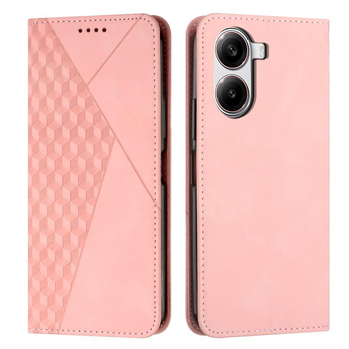 Funda de cuero magnética para teléfono con tacto de piel y empalme de diamantes, For Redmi Note 14 4G 163.25mm, For Redmi Note 14 5G Global, For Redmi 14C 4G