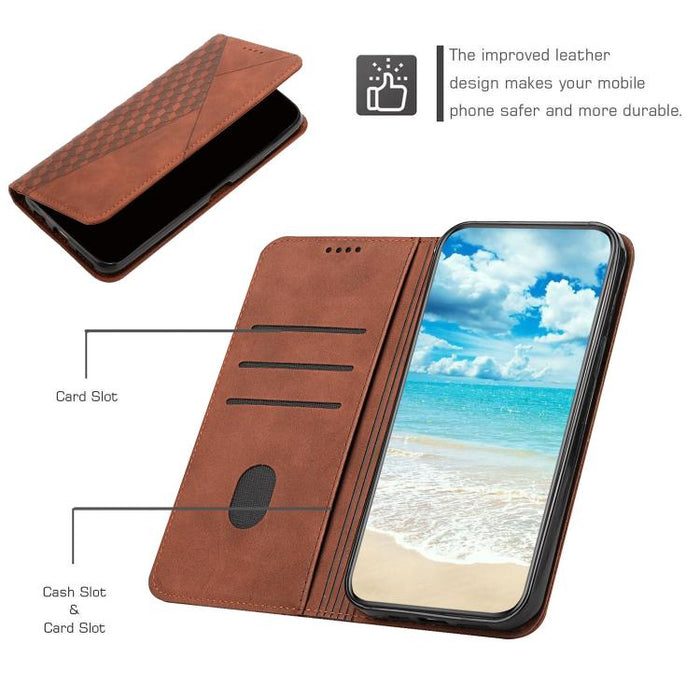 Funda de cuero magnética para teléfono con tacto de piel y empalme de diamantes, For Redmi Note 14 4G 163.25mm, For Redmi Note 14 5G Global, For Redmi 14C 4G