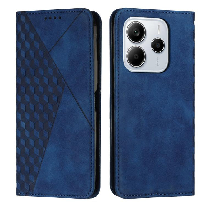 Funda de cuero magnética para teléfono con tacto de piel y empalme de diamantes, For Redmi Note 14 4G 163.25mm, For Redmi Note 14 5G Global, For Redmi 14C 4G