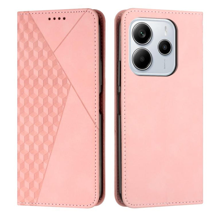 Funda de cuero magnética para teléfono con tacto de piel y empalme de diamantes, For Redmi Note 14 4G 163.25mm, For Redmi Note 14 5G Global, For Redmi 14C 4G