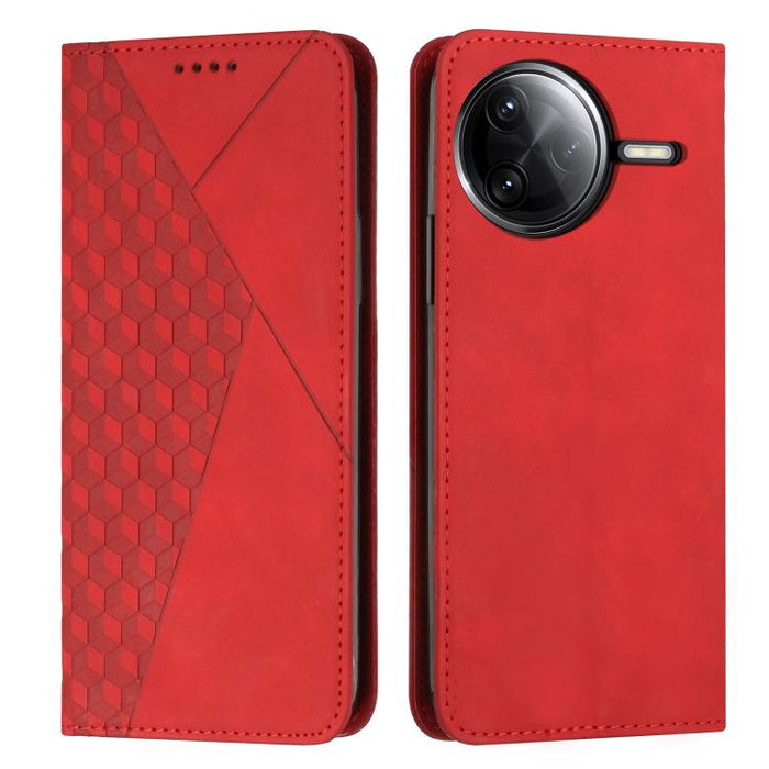 Funda de cuero magnética para teléfono con tacto de piel y empalme de diamantes, For Redmi Note 14 4G 163.25mm, For Redmi Note 14 5G Global, For Redmi 14C 4G