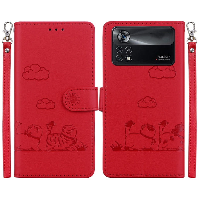 Funda de cuero RFID para teléfono con bonitos gatos, For Xiaomi Poco X6 5G Global, For Xiaomi 13T / 13T Pro, For Xiaomi Poco M6 Pro 5G, For Xiaomi Poco C50, For Xiaomi Poco X5 Pro, For Xiaomi Poco X5, For Xiaomi 13 Lite / Civi 2, For Xiaomi Poco X4 Pro...