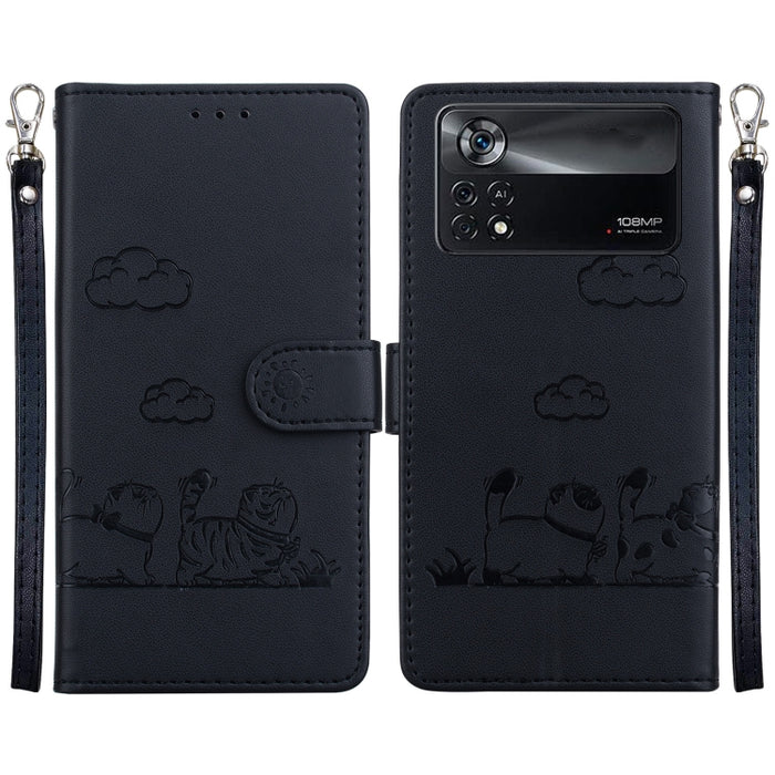 Funda de cuero RFID para teléfono con bonitos gatos, For Xiaomi Poco X6 5G Global, For Xiaomi 13T / 13T Pro, For Xiaomi Poco M6 Pro 5G, For Xiaomi Poco C50, For Xiaomi Poco X5 Pro, For Xiaomi Poco X5, For Xiaomi 13 Lite / Civi 2, For Xiaomi Poco X4 Pro...