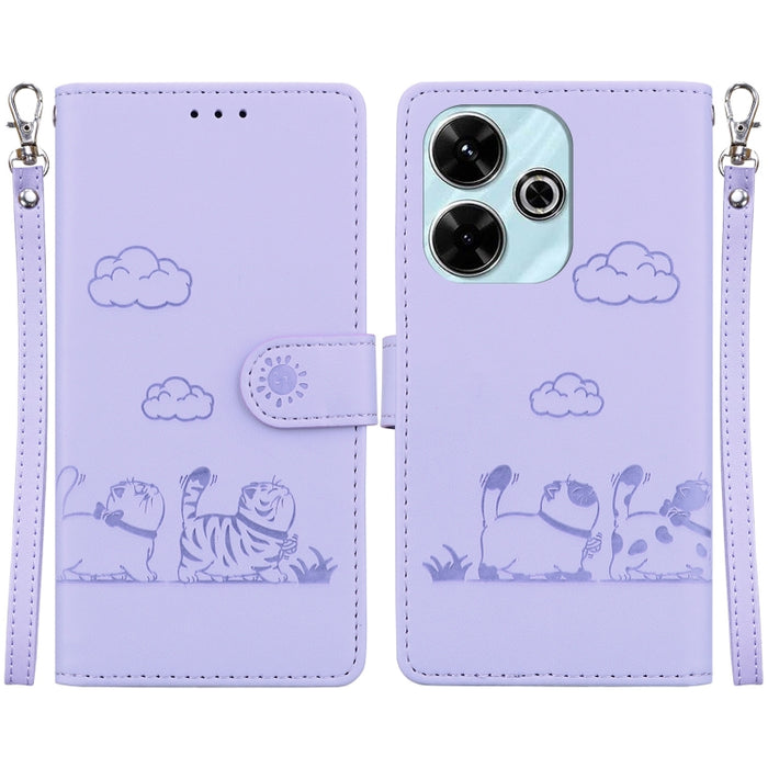Funda de cuero RFID para teléfono con bonitos gatos, For Redmi K80 / K80 Pro / Xiaomi Poco F7 Pro, For Redmi Note 14 4G 164.84mm, For Redmi Turbo 4 / Xiaomi Poco X7 Pro, For Redmi Note 14 4G 163.25mm, For Redmi Note 14 5G                               ...