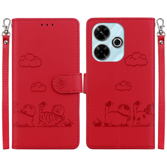 Funda de cuero RFID para teléfono con bonitos gatos, For Redmi K80 / K80 Pro / Xiaomi Poco F7 Pro, For Redmi Note 14 4G 164.84mm, For Redmi Turbo 4 / Xiaomi Poco X7 Pro, For Redmi Note 14 4G 163.25mm, For Redmi Note 14 5G                               ...