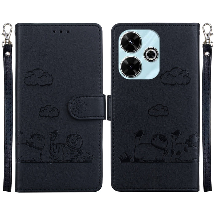 Funda de cuero RFID para teléfono con bonitos gatos, For Redmi K80 / K80 Pro / Xiaomi Poco F7 Pro, For Redmi Note 14 4G 164.84mm, For Redmi Turbo 4 / Xiaomi Poco X7 Pro, For Redmi Note 14 4G 163.25mm, For Redmi Note 14 5G                               ...
