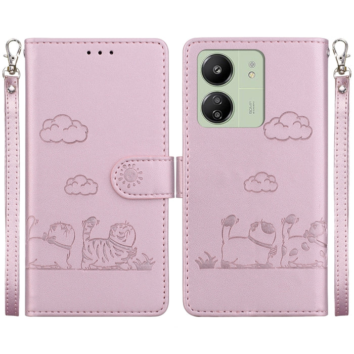 Funda de cuero RFID para teléfono con bonitos gatos, For Redmi K80 / K80 Pro / Xiaomi Poco F7 Pro, For Redmi Note 14 4G 164.84mm, For Redmi Turbo 4 / Xiaomi Poco X7 Pro, For Redmi Note 14 4G 163.25mm, For Redmi Note 14 5G                               ...