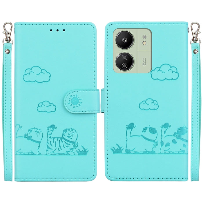 Funda de cuero RFID para teléfono con bonitos gatos, For Redmi K80 / K80 Pro / Xiaomi Poco F7 Pro, For Redmi Note 14 4G 164.84mm, For Redmi Turbo 4 / Xiaomi Poco X7 Pro, For Redmi Note 14 4G 163.25mm, For Redmi Note 14 5G                               ...