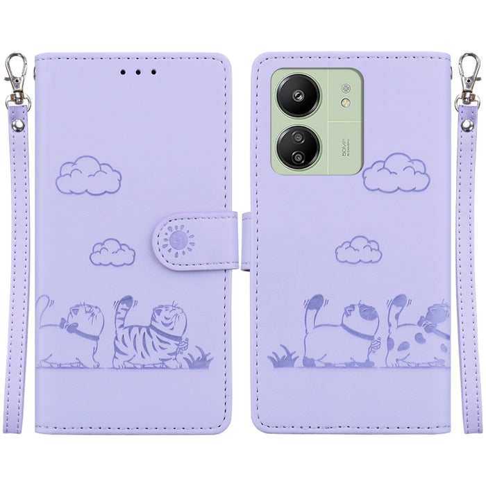 Funda de cuero RFID para teléfono con bonitos gatos, For Redmi K80 / K80 Pro / Xiaomi Poco F7 Pro, For Redmi Note 14 4G 164.84mm, For Redmi Turbo 4 / Xiaomi Poco X7 Pro, For Redmi Note 14 4G 163.25mm, For Redmi Note 14 5G                               ...