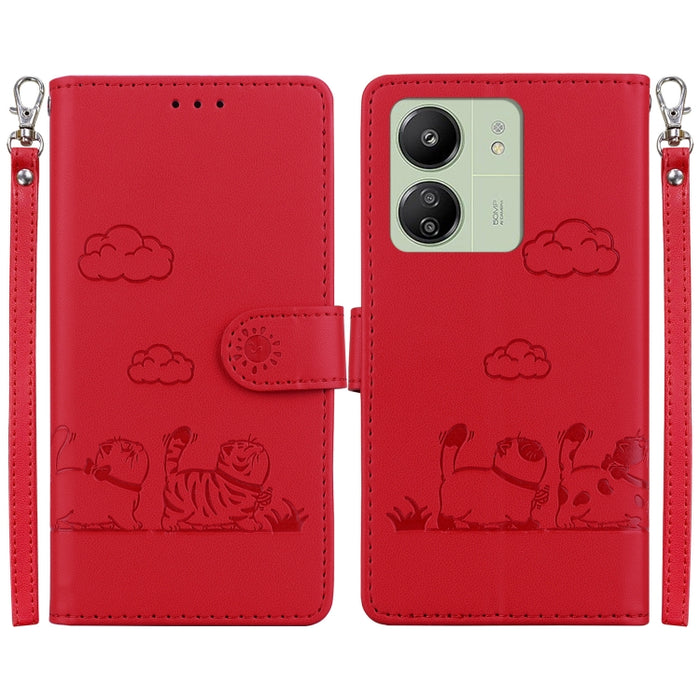 Funda de cuero RFID para teléfono con bonitos gatos, For Redmi K80 / K80 Pro / Xiaomi Poco F7 Pro, For Redmi Note 14 4G 164.84mm, For Redmi Turbo 4 / Xiaomi Poco X7 Pro, For Redmi Note 14 4G 163.25mm, For Redmi Note 14 5G                               ...