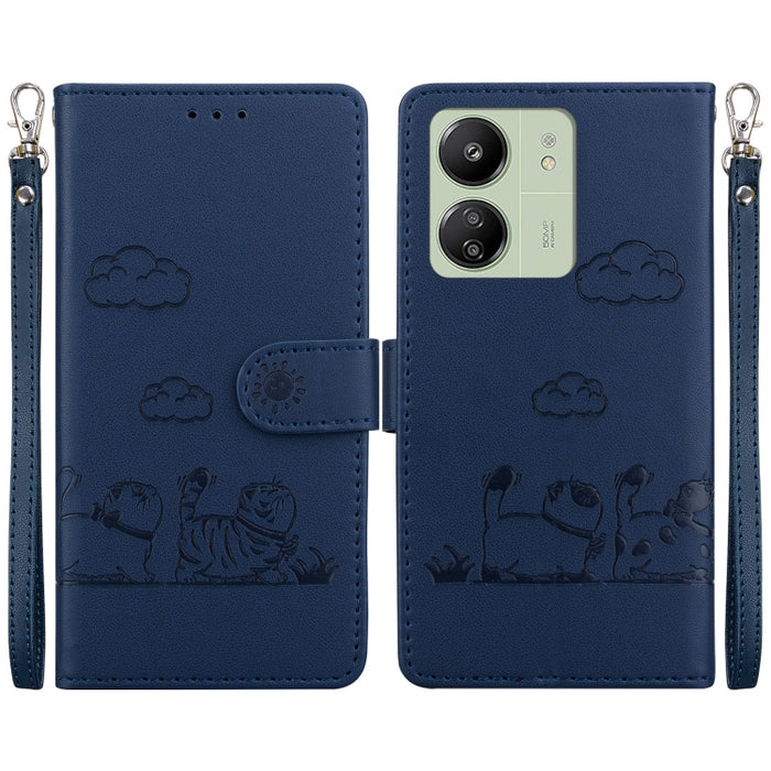 Funda de cuero RFID para teléfono con bonitos gatos, For Redmi K80 / K80 Pro / Xiaomi Poco F7 Pro, For Redmi Note 14 4G 164.84mm, For Redmi Turbo 4 / Xiaomi Poco X7 Pro, For Redmi Note 14 4G 163.25mm, For Redmi Note 14 5G                               ...