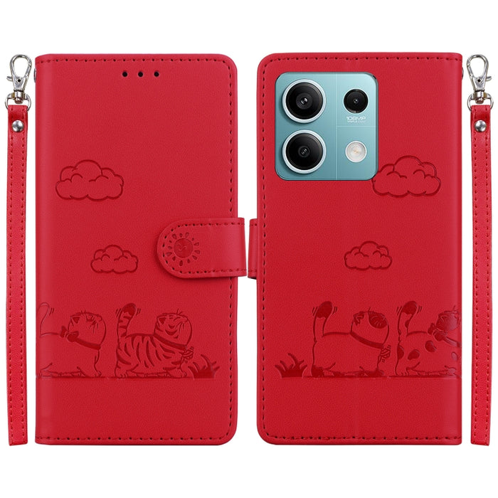 Funda de cuero RFID para teléfono con bonitos gatos, For Redmi K80 / K80 Pro / Xiaomi Poco F7 Pro, For Redmi Note 14 4G 164.84mm, For Redmi Turbo 4 / Xiaomi Poco X7 Pro, For Redmi Note 14 4G 163.25mm, For Redmi Note 14 5G                               ...