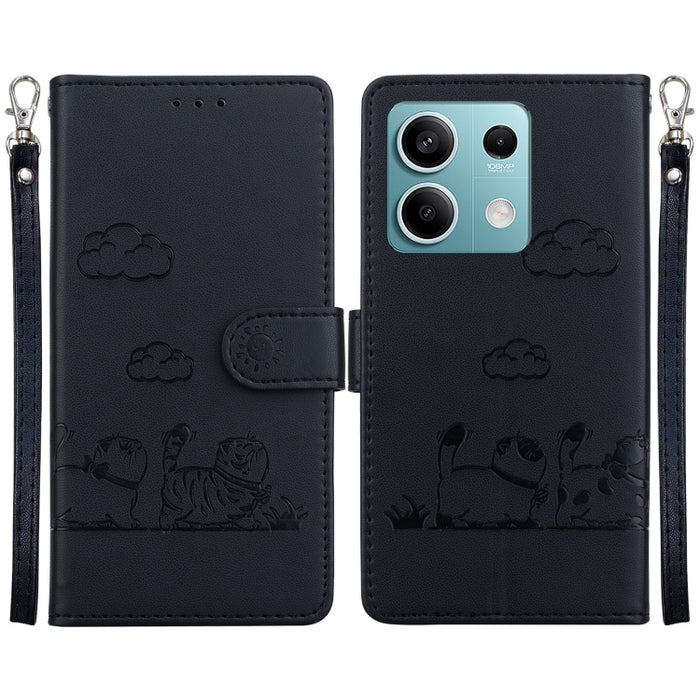 Funda de cuero RFID para teléfono con bonitos gatos, For Redmi K80 / K80 Pro / Xiaomi Poco F7 Pro, For Redmi Note 14 4G 164.84mm, For Redmi Turbo 4 / Xiaomi Poco X7 Pro, For Redmi Note 14 4G 163.25mm, For Redmi Note 14 5G                               ...