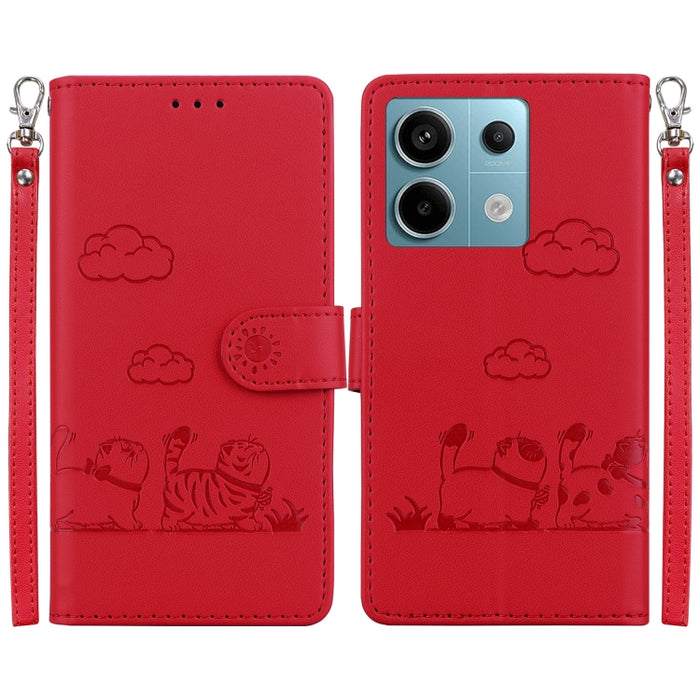 Funda de cuero RFID para teléfono con bonitos gatos, For Redmi K80 / K80 Pro / Xiaomi Poco F7 Pro, For Redmi Note 14 4G 164.84mm, For Redmi Turbo 4 / Xiaomi Poco X7 Pro, For Redmi Note 14 4G 163.25mm, For Redmi Note 14 5G                               ...