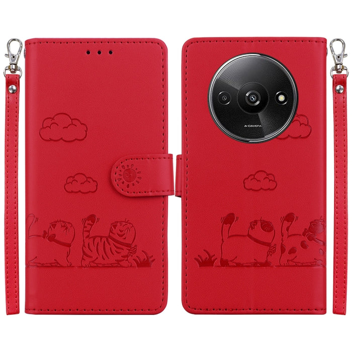 Funda de cuero RFID para teléfono con bonitos gatos, For Redmi K80 / K80 Pro / Xiaomi Poco F7 Pro, For Redmi Note 14 4G 164.84mm, For Redmi Turbo 4 / Xiaomi Poco X7 Pro, For Redmi Note 14 4G 163.25mm, For Redmi Note 14 5G                               ...