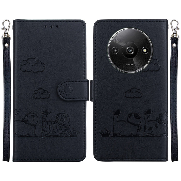 Funda de cuero RFID para teléfono con bonitos gatos, For Redmi K80 / K80 Pro / Xiaomi Poco F7 Pro, For Redmi Note 14 4G 164.84mm, For Redmi Turbo 4 / Xiaomi Poco X7 Pro, For Redmi Note 14 4G 163.25mm, For Redmi Note 14 5G                               ...