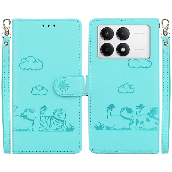 Funda de cuero RFID para teléfono con bonitos gatos, For Redmi K80 / K80 Pro / Xiaomi Poco F7 Pro, For Redmi Note 14 4G 164.84mm, For Redmi Turbo 4 / Xiaomi Poco X7 Pro, For Redmi Note 14 4G 163.25mm, For Redmi Note 14 5G                               ...