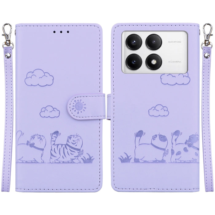Funda de cuero RFID para teléfono con bonitos gatos, For Redmi K80 / K80 Pro / Xiaomi Poco F7 Pro, For Redmi Note 14 4G 164.84mm, For Redmi Turbo 4 / Xiaomi Poco X7 Pro, For Redmi Note 14 4G 163.25mm, For Redmi Note 14 5G                               ...